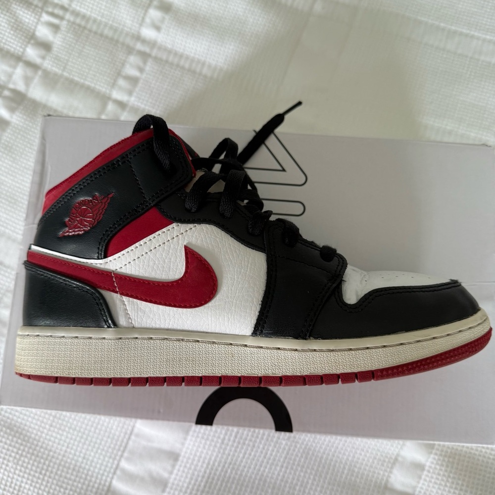 Nike Air Jordan Mid Sneakers - Black, White, Red Accents